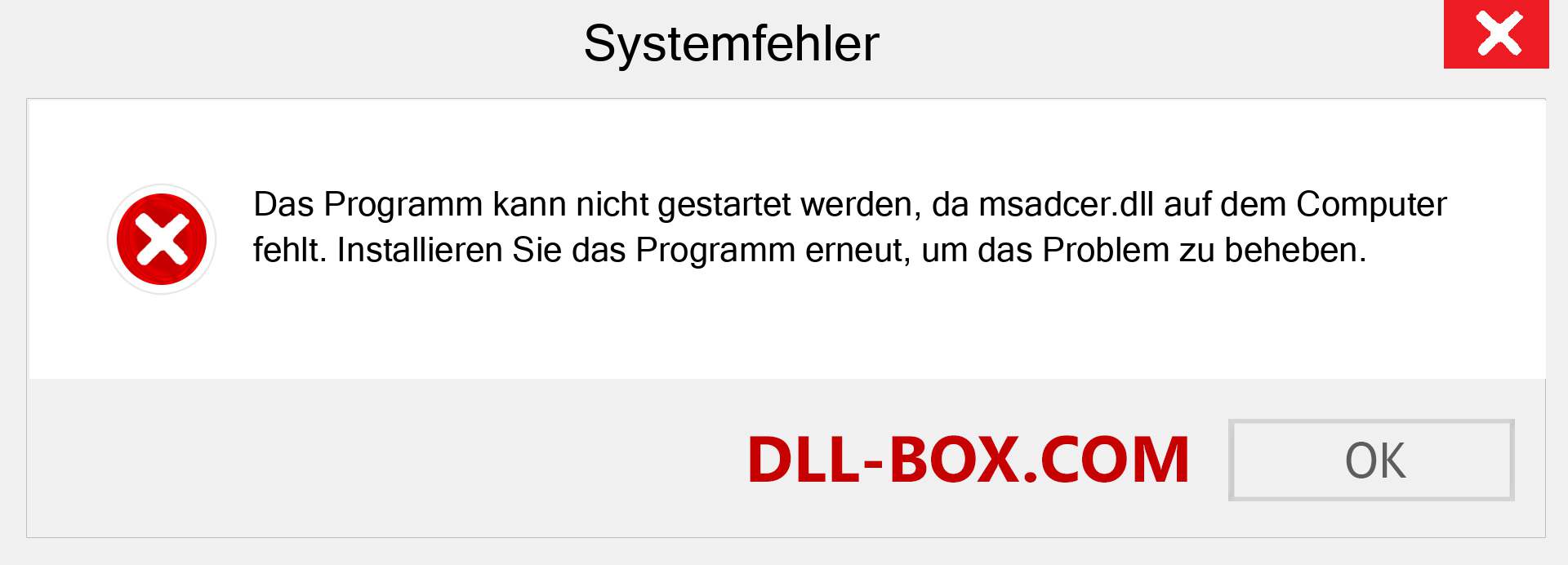 msadcer.dll-Datei fehlt?. Download für Windows 7, 8, 10 - Fix msadcer dll Missing Error unter Windows, Fotos, Bildern