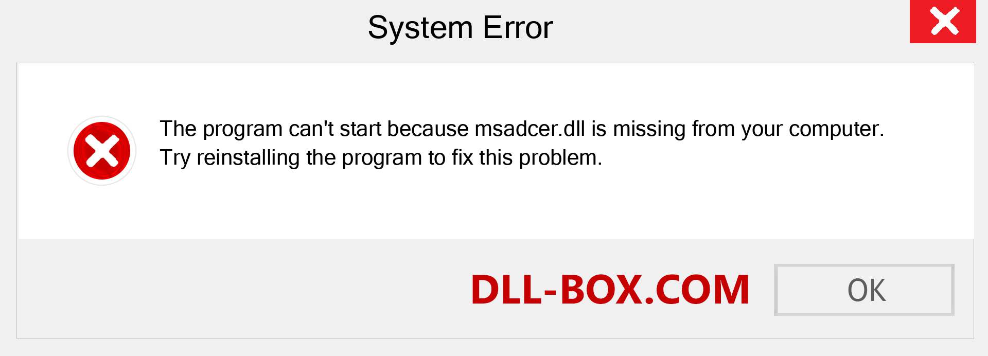  msadcer.dll file is missing?. Download for Windows 7, 8, 10 - Fix  msadcer dll Missing Error on Windows, photos, images